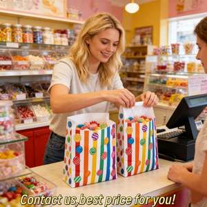 Sacs cadeaux en papier kraft recyclé RBD avec autocollants pour biscuits, collations, chocolats, bonbons - Utilisation en confiserie, commandes personnalisées acceptées - Product Image 6