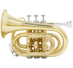 बी टोन के साथ ब्रांड गोल्ड लेसर जेब तुरही पीतल उपकरण - Product Image 4