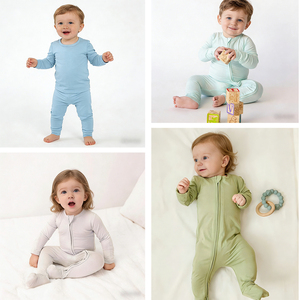 Set Pigiama in Bambù e Spandex per Neonati all'Ingrosso, Morbido Completo a Maniche Lunghe con Collo Tondo per Bambini e Bambine, <span class=keywords><strong>Abbigliamento</strong></span> per Neonati in 2 Pezzi - Product Image 5