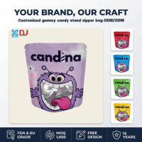 Bolsa de Embalaje Personalizada con Cierre Zip, Transparente, de Grado Alimenticio, para Dulces, Golosinas, Comida para Mascotas, con Diseño de Monstruo Morado