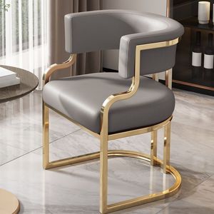 Poltrona di Lusso in Stile Nordico, Sedia Imbottita in Pelle per Salone di Bellezza, Studio di Trucco, Arredamento Lounge con Base in Metallo - Product Image 4