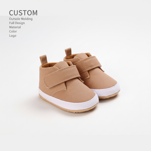 Chaussures pour bébés en toile, premières chaussures à fermeture auto-agrippante, semelle souple antidérapante, logo personnalisé, vente en gros OEM ODM - Product Image 1
