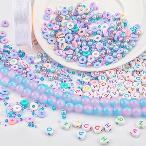 Zhubi ลูกปัดอะคริลิครูปตัวอักษรสีสันสดใสลูกปัดดินโพลิเมอร์ลูกปัดคริสตัลไข่มุกคริสตัลลูกปัดแก้วกลมสำหรับทำเครื่องประดับ - Product Image 3