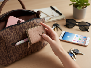 Portafoglio da donna a due ante con bottone singolo, piccolo, in materiale PU, stile minimalista - Product Image 2