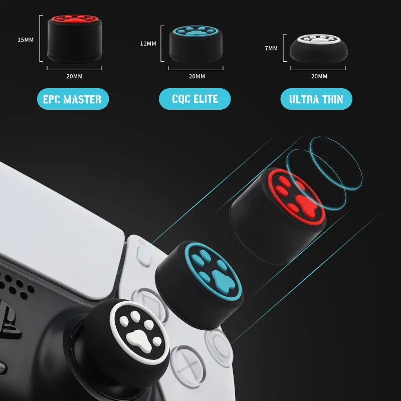 6 cái/lốc phổ mèo paw silicone ngón tay cái dính grip mũ cho p4 ps5 xbox chuyển đổi pro gamepad điều khiển phím điều khiển grip bảo vệ