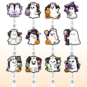 <span class=keywords><strong>Porte</strong></span>-badge rétractable personnalisé pour infirmières, motif fantôme d'Halloween, mignon et effrayant, avec <span class=keywords><strong>cordon</strong></span> en caoutchouc durable pour cartes d'identité - Product Image 2
