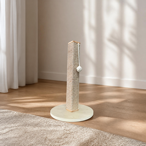 FEDERAL Poteau à gratter pour chat raffiné en bois massif avec base carrée, revêtement en sisal et jouet interactif suspendu, mobilier pour animaux de compagnie OEM ODM - Product Image 3