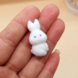 Porte-clés Lapin Mignon en Peluche Miniature 3D en PVC, Breloques de Sac, Accessoires, Porte-clés en Résine Floquée - Product Image 3
