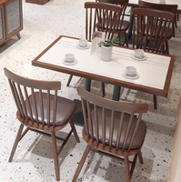 Ensemble de table et de chaises de salle à manger en bois massif de style rétro vintage pour restaurant, café, salon de thé