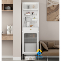 Station de recharge pour robot aspirateur avec armoire dissimulée, bar à café et support pour micro-ondes - Meuble moderne pour appartement