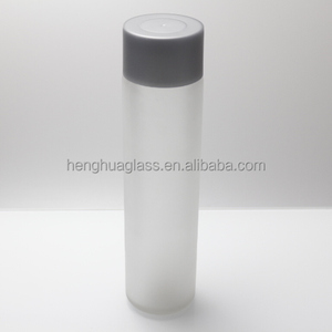 Wholesale Custom Logo Frosted Voss Type Glass <strong>Bottle</strong> for 375ml Mineral <strong>Water</strong> Drinking Juice Liquid <strong>Bottle</strong> with Plastic Lid - Product Image 2