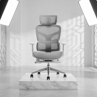 Chaise de bureau de luxe moderne à dossier haut en maille avec design ergonomique confortable, appui-tête réglable, fonction pivotante et repose-pieds inclus