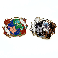 Nouvelles Épingles Métalliques Personnalisées sur Mesure, Emblèmes Estampés Plaqué Or, Étanche, Motif Floral, Cadeau de Collection