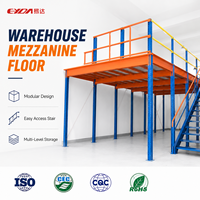 Plateforme de stockage en acier robuste pour mezzanine, système d'étagères d'entrepôt sur mesure avec escalier pour stockage industriel