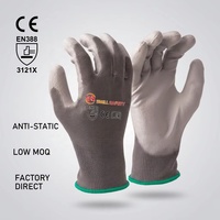 Guantes de Trabajo de Nailon Calibre 13 con Recubrimiento de PU, Guantes de Protección Laboral Antiestáticos, Recubiertos de PU, Antideslizantes, para Jardinería