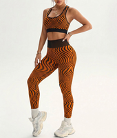 Set Olahraga Wanita Motif Zebra Pinggang Tinggi Laris Manis, Logo Custom, Seamless, Angkat Bokong, Gym Fitness Yoga Active Wear
