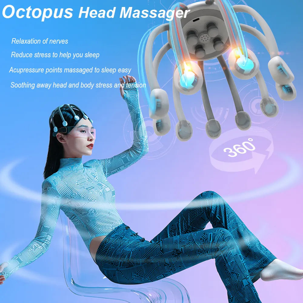 HEZHENG Elektrisches Kopf massage gerät Upgrade Smart Motor Octopus Kopfhaut massage gerät entspannen Kopfhaut Nachricht