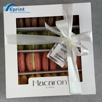Boîte à chocolat personnalisée avec fenêtre et couvercle, emballage alimentaire à emporter, impression couleur avec logo en feuille d'or pour biscuits et macarons