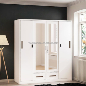 Placard moderne en bois couleur fer chambre meubles métal vêtements miroir Almirah Design <span class=keywords><strong>armoire</strong></span> impression 4 portes <span class=keywords><strong>armoire</strong></span> en acier - Product Image 2