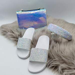 Pochette de soirée de luxe brillante pour femmes avec bandeau en diamant Ensembles de chaussures Mesdames Sexy Party Club Rhinestone Purse Headwear pantoufles - Product Image 4