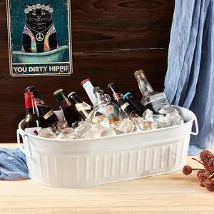 อ่างแช่น้ำแข็งโลหะความจุขนาดใหญ่พร้อมช่องเก็บขวดน้ำรั่วภายในสำหรับใส่กระป๋องและค็อกเทลในงานแต่งงานงานเลี้ยง - Product Image 3