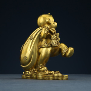 Figura de mono de latón, mono dorado que trae bendiciones, decoración de escritorio Feng Shui, regalo de Año Nuevo Chino, decoración para el hogar y la oficina - Product Image 2