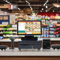 Sistema POS Todo en Uno Económico con Pantalla Táctil de 15.6 Pulgadas, Terminal de Caja Registradora, PC POS, Software POS Inteligente para Cafeterías