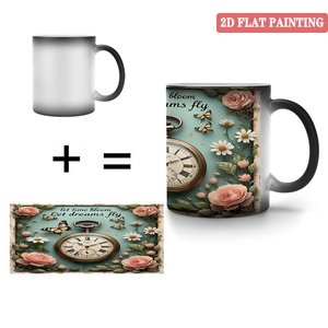 Thick Handle Durable <b>Ceramic</b> Mug 11oz Heat Changing <b>Cup</b> Frosted Black - Product Image 4