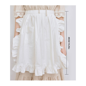 Tablier de taille blanc à volants pour cuisine, café, arrangement floral, pour serveur - Product Image 2
