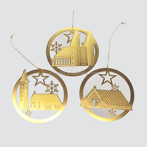 Pendentif circulaire gravé en laiton de haute qualité personnalisé 85mm ornement de Noël en relief pour la décoration Festival - Product Image 1