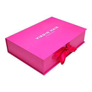 מותאם אישית לוגו פרימיום יוקרה ורוד קרטון נייר מתנת פאת שיער הארכת מגנטי תיבת אריזה - Product Image 6