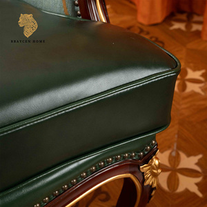 Divano Singolo in Pelle Stile Europeo Personalizzato di Fabbrica con Intagli Dorati per Soggiorno Divano Componibile <span class=keywords><strong>Antico</strong></span> Francese in Vera Pelle - Product Image 4