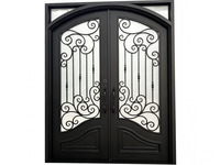 Porte double en fer forgé sur mesure, moderne et décorative pour l'extérieur, idéale pour appartement, chambre, entrée d'hôtel - Fabricant OEM