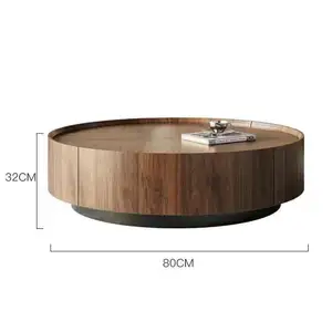 YuanChang mesa de centro curvada de madeira para sala de estar, mesa de centro moderna redonda luxuosa com elevador e armazenamento
