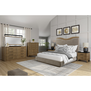 Comodino a 2 cassetti con piano in pietra e base in legno, mobile moderno per camera da letto - Product Image 5