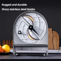 Multifunctionele aardappel- en bananen snijmachine van roestvrij staal, voor groenten en fruit.