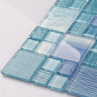 Potongan Harga Biru Putih Hijau Kristal Kaca Dinding Kamar Mandi Kolam Renang Mosaik Ubin