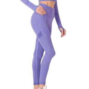 Leggings Deportivos de Cintura Alta Regina, Largos, Push-Up, Sin Costuras, Mezcla de Poliamida y Elastano, Color Morado, para Yoga y Fitness - Product Image 3