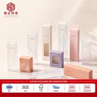Boîte en plastique transparente rectangulaire en PET, PP, PVC, acétate, recyclable, pliable, pour l'affichage de mascara en vente au détail, avec languette de suspension