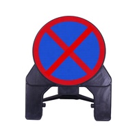 Panneau de signalisation circulaire réfléchissant 40 km/h, limite de vitesse obligatoire, avec support portable, panneau de contrôle de circulation bleu haute visibilité pour la sécurité routière