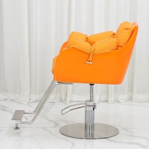 Poltrona da Barbiere di Lusso Reclinabile in Pelle Arancione con Pompa Idraulica per Piccoli Saloni, Parrucchieri e Styling Femminile - Product Image 2