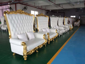 Yüksek geri beyaz deri kral taht kiralama sandalye kraliyet taht düğün sandalyesi - Product Image 3