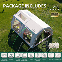 Tente gonflable Coody 17.2 Familia Pro Air - Beige, imperméable, de luxe, grande, pour le camping, pliable, en coton