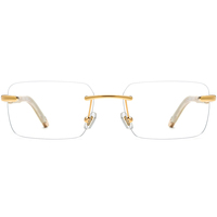 Gafas Borregls de cuerno de búfalo para hombre, diseño de marca, montura cuadrada, gafas sin montura para mujer, montura sin marco, gafas ópticas de lujo 0041