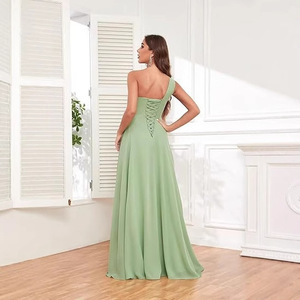 Robes de <span class=keywords><strong>demoiselle</strong></span> <span class=keywords><strong>d</strong></span>'<span class=keywords><strong>honneur</strong></span> élégantes de style estival pour femmes, longueur au sol, à une épaule, nouvelle collection - Product Image 4