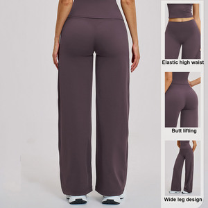 <span class=keywords><strong>Pantaloni</strong></span> Yoga Donna a <span class=keywords><strong>Vita</strong></span> Alta Elasticizzati, Gamba Dritta, Effetto Push-Up, Lunghi, <span class=keywords><strong>Morbidi</strong></span>, per Allenamento e Fitness, Gamba Larga - Product Image 2