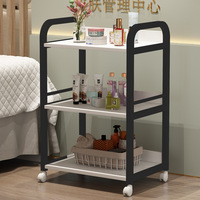 Chariot de Salon de Beauté Professionnel de Luxe à 4 Roues en Métal Doré Style Nordique, avec Plateau en Marbre à 3 Niveaux, pour Esthéticiennes et Soins Médicaux