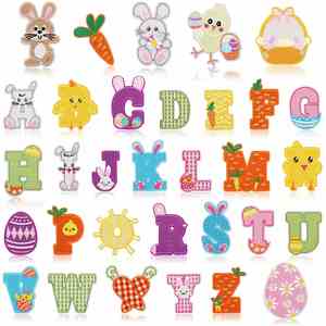 New Iron on 6.8cm Embroidery Easter Theme Bunny Letter Patch for Clothes Bags Decoration - Product Image 1