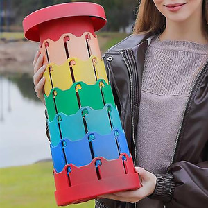 Folding Extendable <b>Stool</b> Rainbow Color <b>Portable</b> Outdoor Camping Fishing Chair Adjustable Seat Compact Lightweight Foldable - Product Image 1