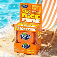 Jouets en peluche Cola, Sprite, Ice Cube et boissons gazeuses ; Jouets anti-stress à presser en forme de cube d'eau, style bonbons au malt